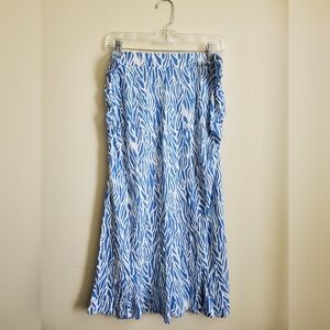 Diane Von Furstenberg Blue and White Patterned Midi Skirt